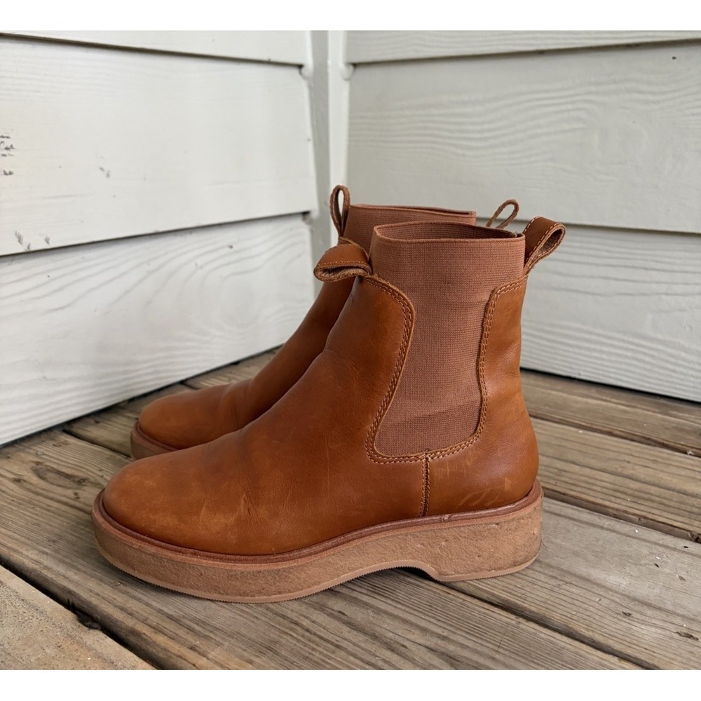 Madewell Camryn Chelsea Boots 6.5 English Saddle Brown Leather NH205